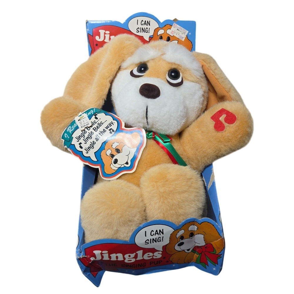 Vintage 1989 DanDee Jingles The Singing Pup Plush Toy Animated Stuffed Animal
